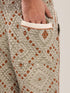 Printed elastic waistband quilted Pants